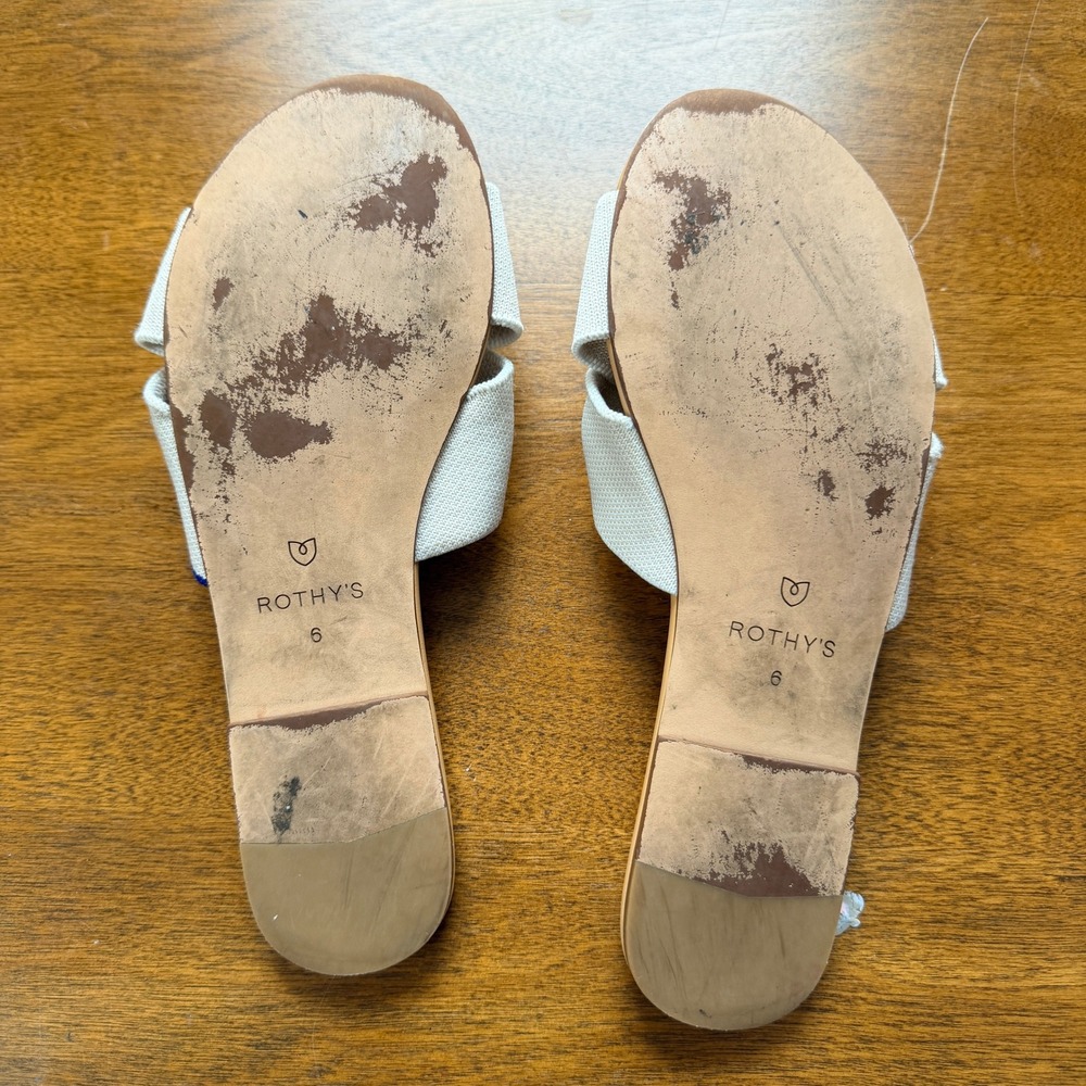 Rothy's The Twist Slide Sandals in Sand Dollar Knit Women 6 Summer Coastal Boat - Picture 3 of 8